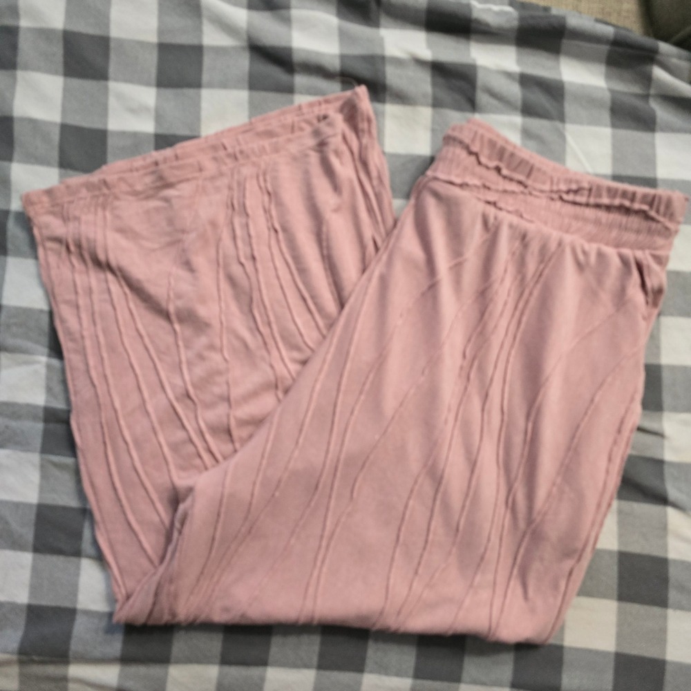 Coco + Carmen L/XL Mauve Wide Leg Capri Gaucho Pants Pull On Stretch